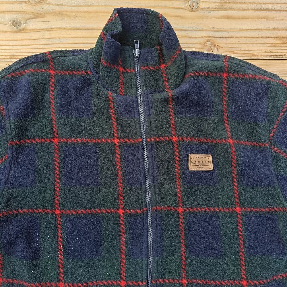 Lauren Ralph Lauren Women's Zip Jacket Sweater Plaid Blue Size M Petite - Picture 2 of 12